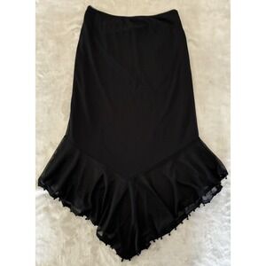 Vintage Midi Skirt M Black Fishtail Beaded Witchy Gothic Vampire Burlesque USA